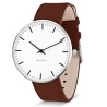 City Hall watch - Ø40mm - brushed steel/white, brown leather strap