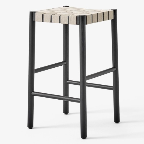 Betty Stool TK7 (H66 cm) – Black / Natural linen - &Tradition