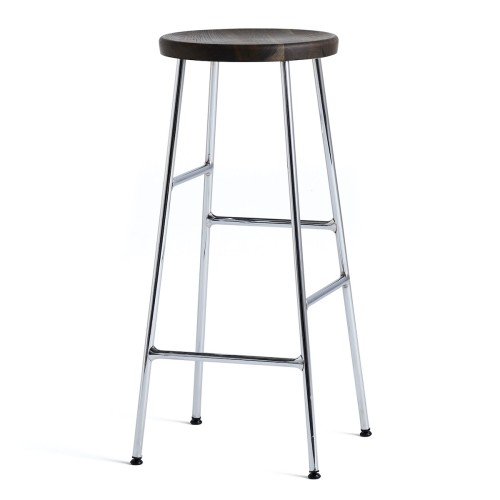 H75 - chêne fumé + acier chromé - tabouret de bar Cornet - HAY