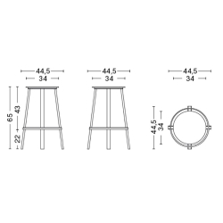 rouge - H65 - tabouret de bar Revolver - HAY