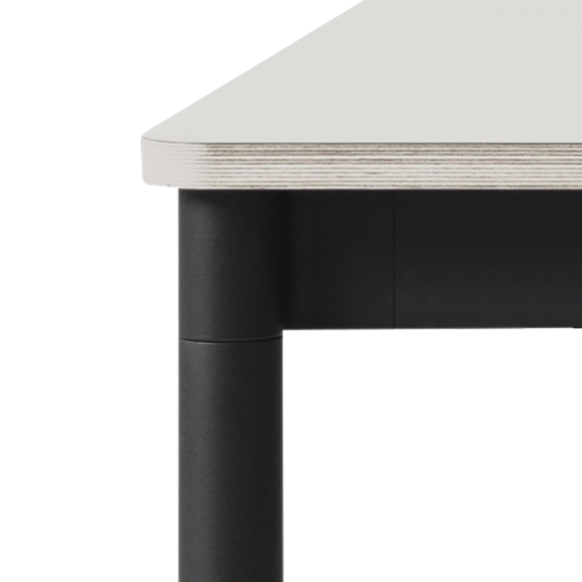 White laminate / Plywood / Black – Base Table 190 x 85 x H73 cm