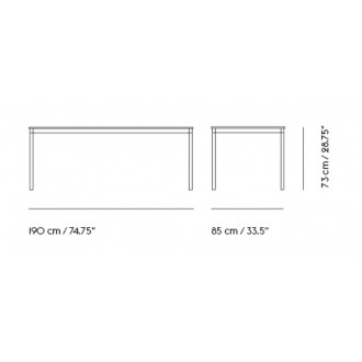 White laminate / White / Black – Base Table 190 x 85 x H73 cm