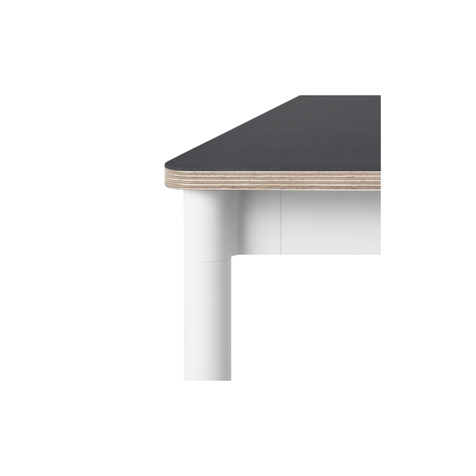 Black (linoleum) / Plywood / White – Base Table 70 x 70 x H73 cm - Muuto