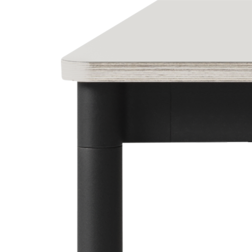 Blanc (stratifié) / Bois / Noir – Table Base 128 x 128 x H73 cm - Muuto