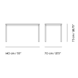 White laminate / Plywood / White – Base Table 140 x 70 x H73 cm - Muuto