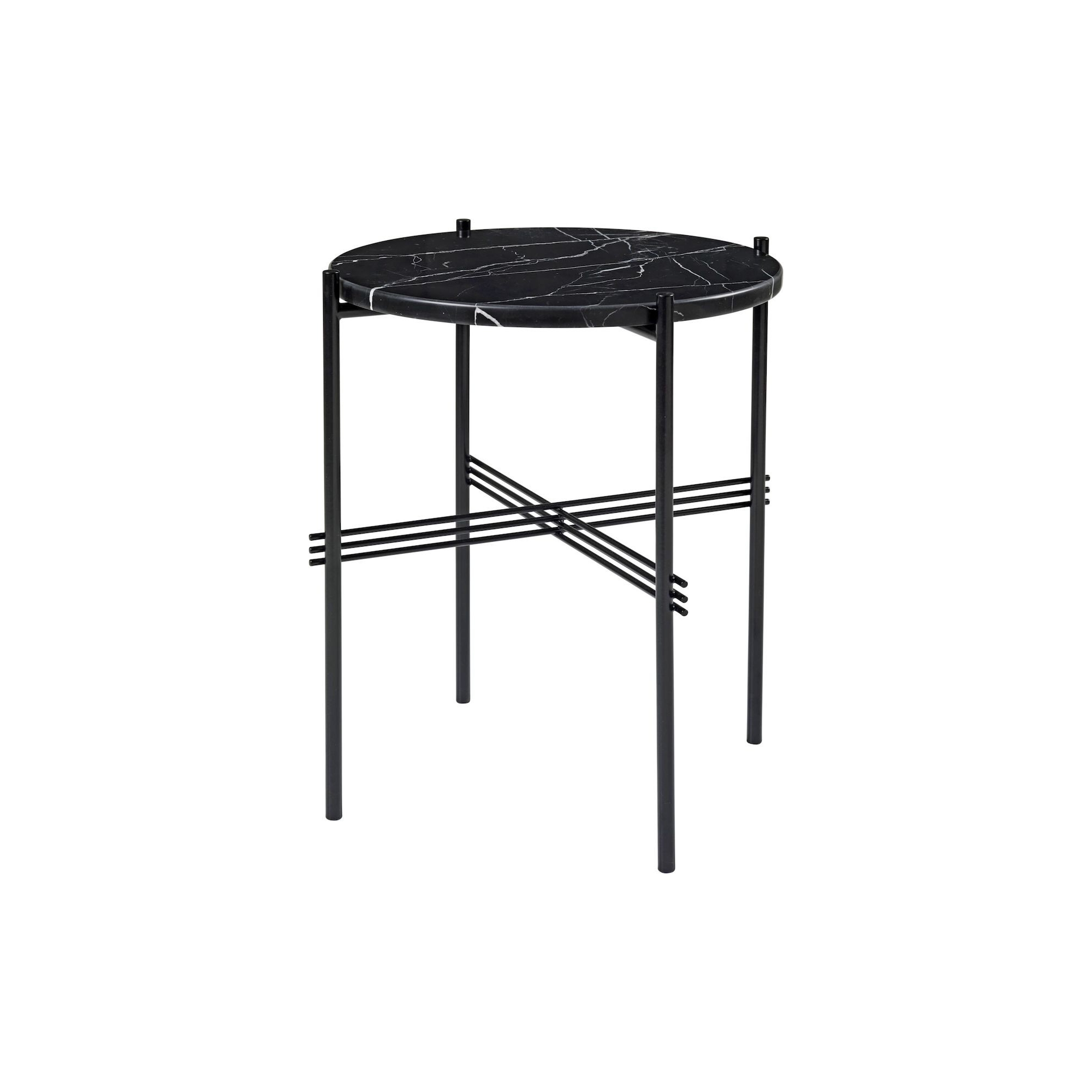 Ø40xH51cm - marbre noir - base noire - table ronde TS - Gubi