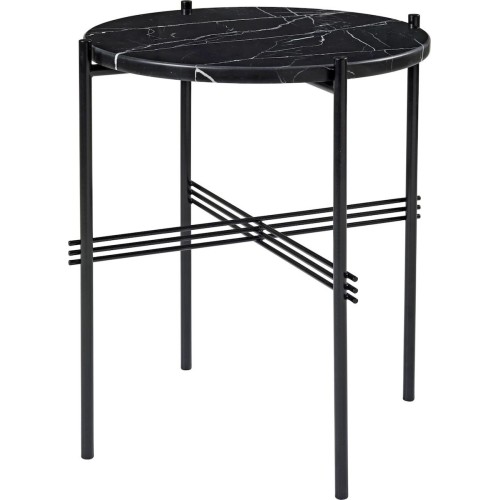 Ø40xH51cm - marbre noir - base noire - table ronde TS - Gubi