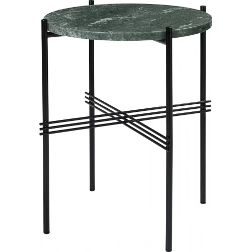 Ø40xH51cm - marbre vert - base noire - table ronde TS - Gubi