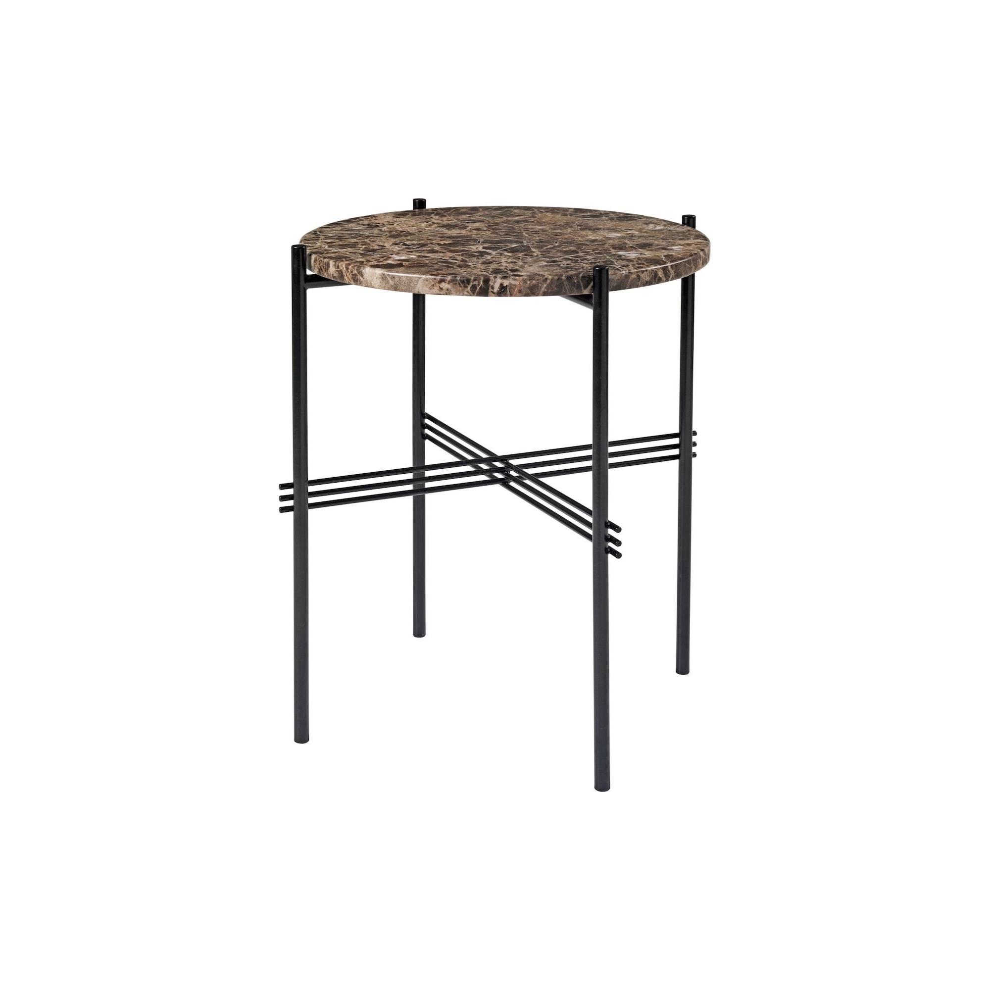 Ø40xH51cm - marbre marron - base noire - table ronde TS - Gubi