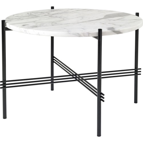 Ø55xH41cm - white marble - black base - TS round table - Gubi