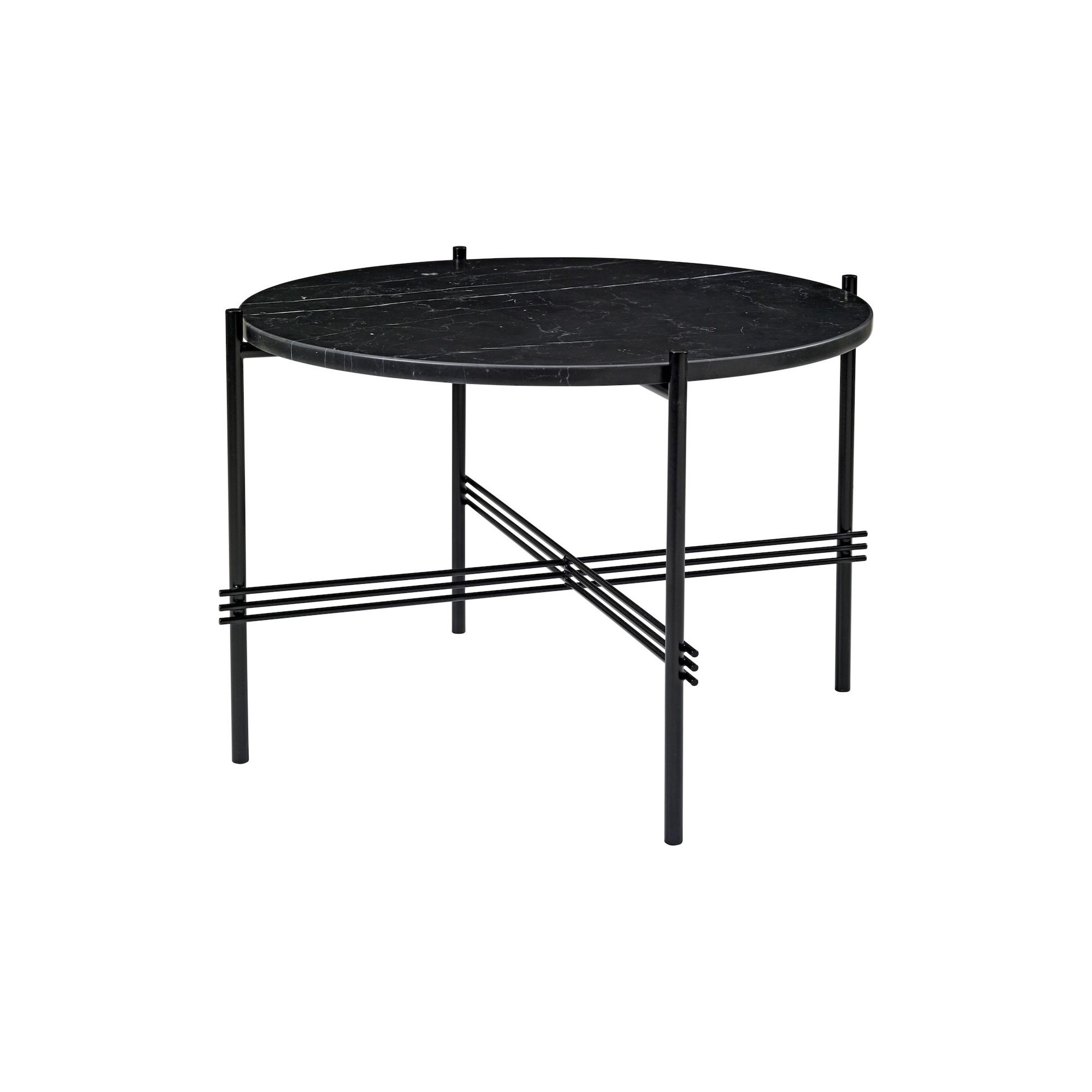 Ø55xH41cm - marbre noir - base noire - table ronde TS - Gubi