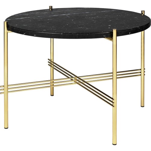 Ø55xH41cm - marbre noir - base laiton - table ronde TS - Gubi