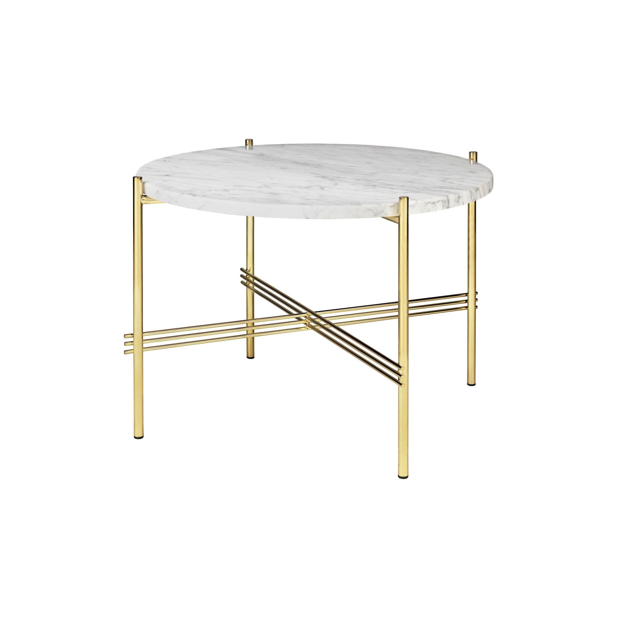 Ø55xH41cm - marbre blanc - base laiton - table ronde TS - Gubi