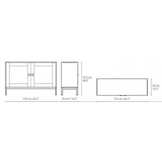 72,5 x 112 x 36 cm + 2 étagères (FK632115F + 2 FK633021)