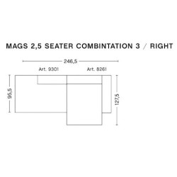 Remix 133 - Mags 2.5-seater -  Comb. 3 Right - HAY