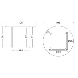 light grey / ochre - 160x82xH74 cm - TWO-COLOUR table - HAY