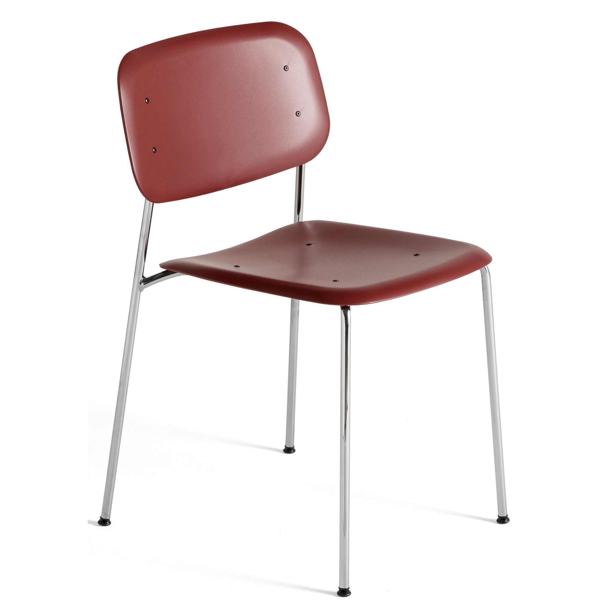 Fall red + chromed legs - Soft Edge 45 polypropylene chair - HAY