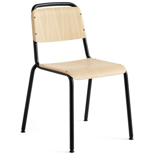 black steel frame - matt lacquered oak - Halftime chair - HAY