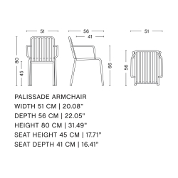 chaise avec accoudoirs - Palissade galvanisé - HAY