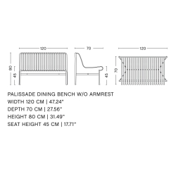 Dining bench without armrest - Palissade galvanised - HAY