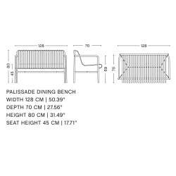 Dining bench with armrest - Palissade anthracite - HAY