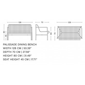 banc de table avec accoudoirs - Palissade galvanisé