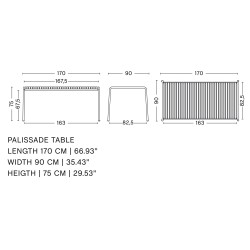 170 x 90 cm table - Palissade grey - HAY