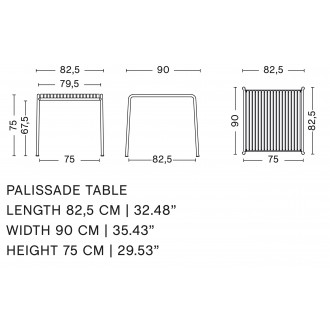 82.5 x 90 cm table - Palissade olive