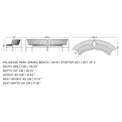 2 bancs de table in in - Palissade Park gris - HAY