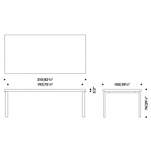 210x100cm - 86 table - Artek