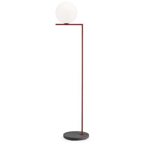 lampadaire IC F2 Outdoor – rouge burgundy + socle lave noire – Flos (F012B02C037)