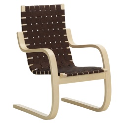 Black / Brown Linen - 406 Armchair - Artek