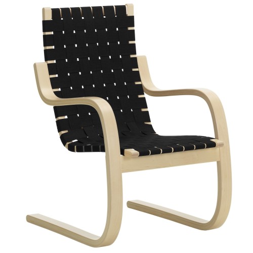 Black / Black Linen - 406 Armchair - Artek