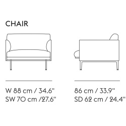 Refine cognac + pieds aluminium poli - Muuto Fauteuil Outline