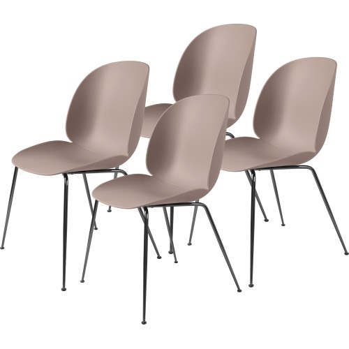 pack of 4 Beetle plastic chairs - sweet pink shell - metal legs - Gubi