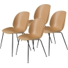 lot de 4 chaises Beetle plastique - coque marron ambré + piètement métal - Gubi