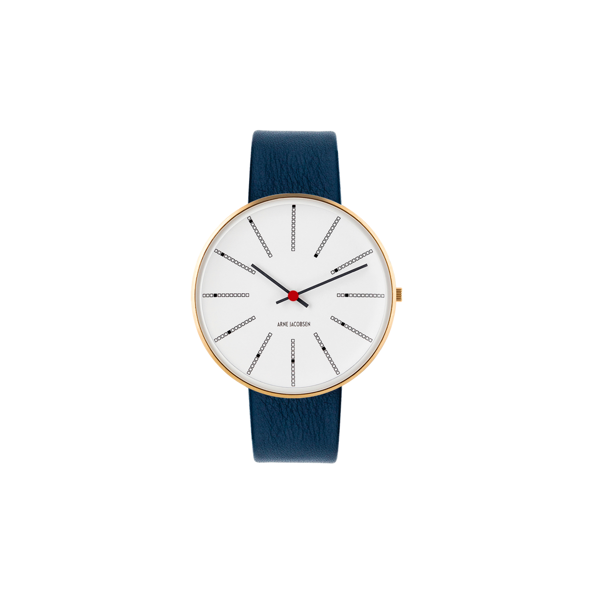 Montre Bankers - Ø34 ou Ø40 mm - Or brossé/blanc, cuir bleu marine