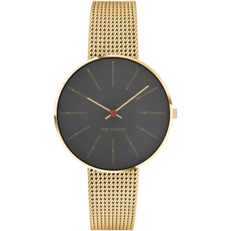 Bankers watch - Ø34mm - Gold/black, gold mesh band