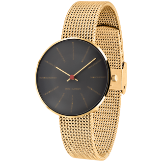 Bankers watch - Ø34mm - Gold/black, gold mesh band