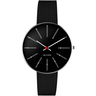 Bankers watch - Ø34 or Ø40mm - Stainless steel/black, matt black mesh band