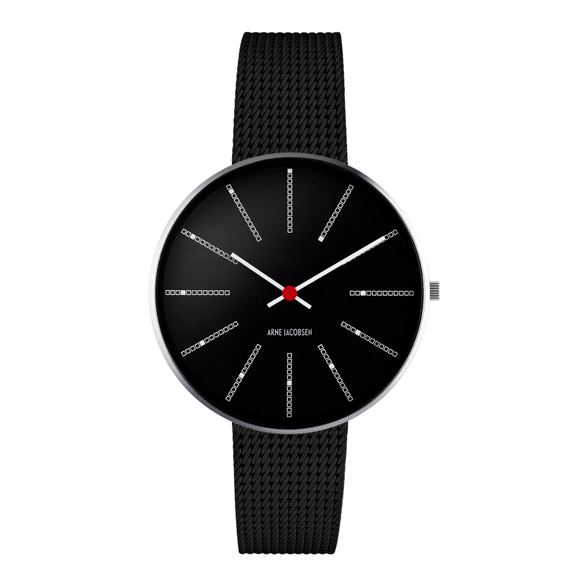 Bankers watch - Ø34 or Ø40mm - Stainless steel/black, matt black mesh band