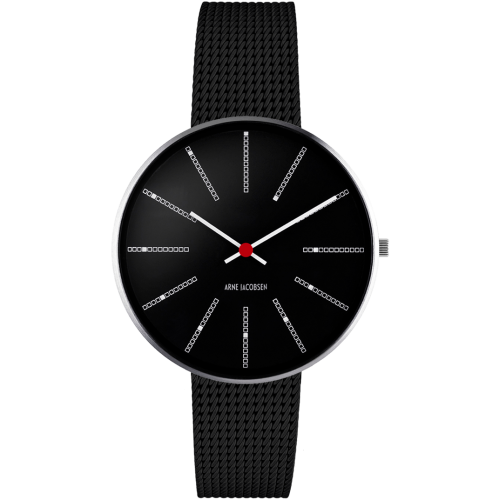 Bankers watch - Ø34 or Ø40mm - Stainless steel/black, matt black mesh band