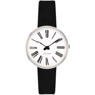 Roman watch - Ø30, Ø34 or Ø40 mm - stainless steel/white, black leather