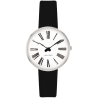 Montre Roman - Ø30, Ø34 ou Ø40 mm - acier inox/blanc, bracelet cuir noir