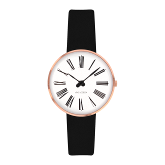 Roman watch - Ø34 or Ø40 mm - rose gold/white, black leather