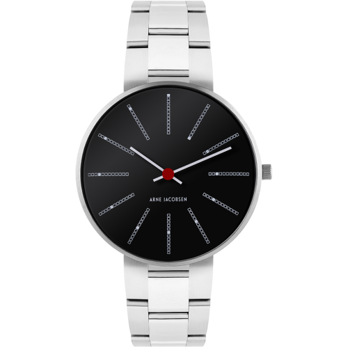 Bankers watch - Ø34 or Ø40 mm - black/silver, silver steel bracelet