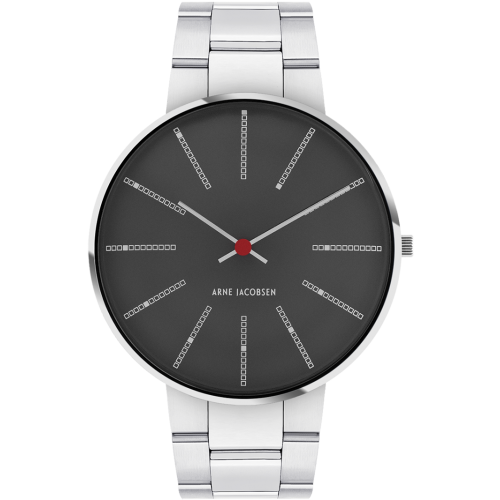 Montre Bankers - Ø40 mm - gris foncé/argent, bracelet métal argent