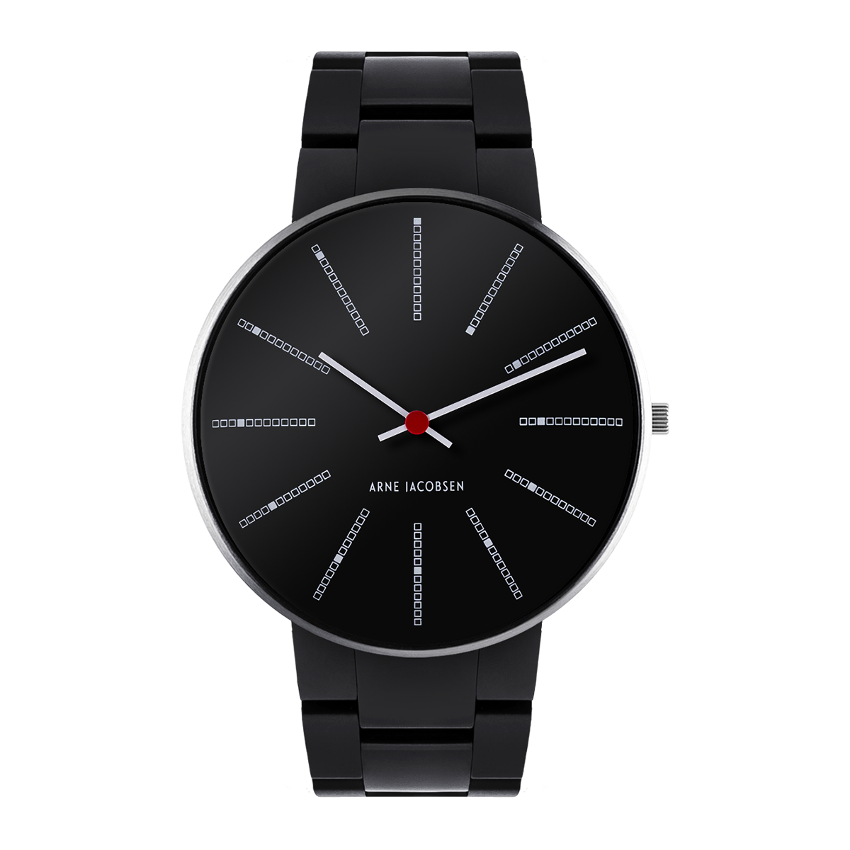 Bankers watch - Ø40 mm - black, black steel bracelet