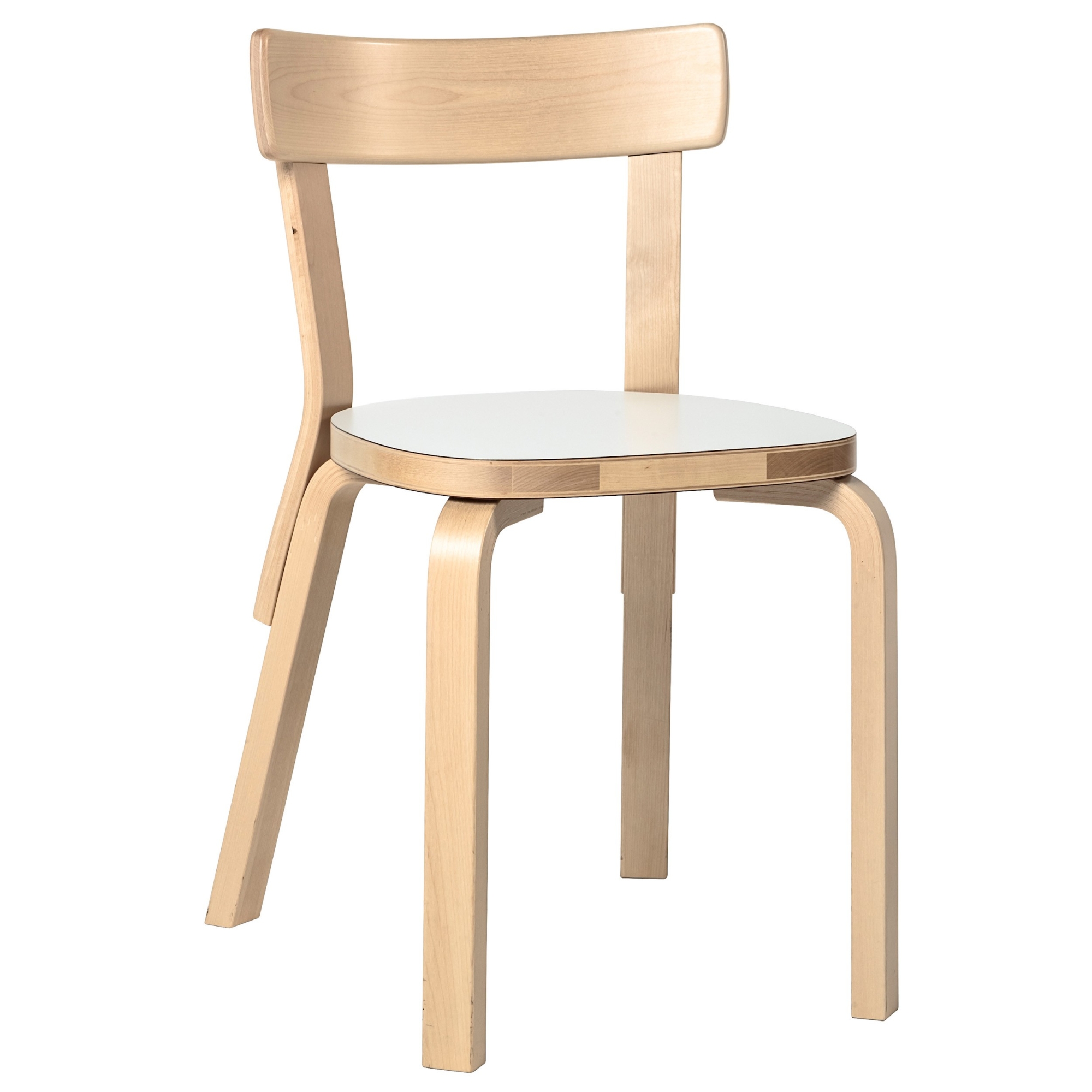 white HPL seat, birch frame - 69 chair - Artek