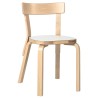 assise HPL blanc, structure bouleau - chaise 69 - Artek